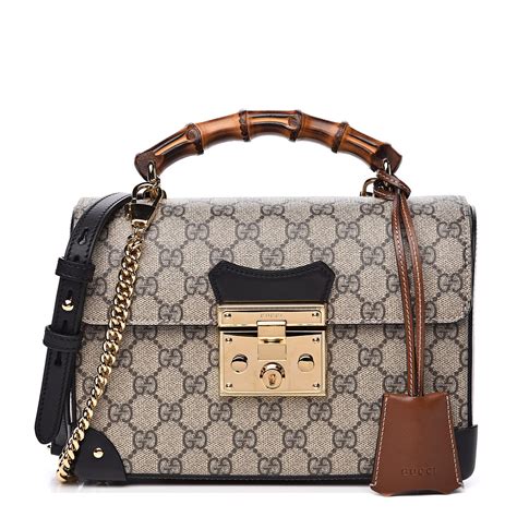 gucci gg supreme monogram small padlock shoulder bag black|gucci ophidia 3 zipper bag.